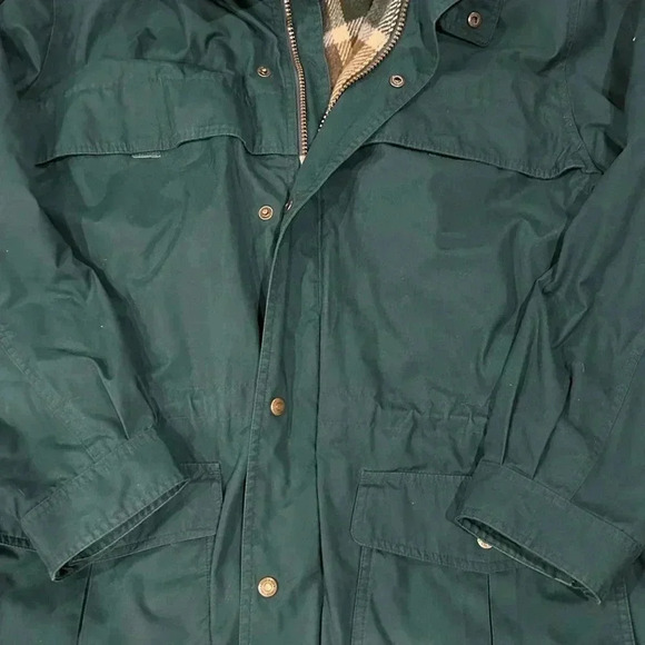 Vintage Eddie Bauer Men Green Plaid Wool Lined Coat Mountain Parka Jacket Large - Picture 2 of 11